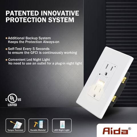AIDA15 night light LED indicator provides quick visibility in dim rooms