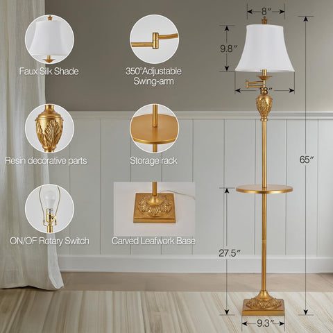 AIDENOEY floor lamp with silk shade softens light for reading.