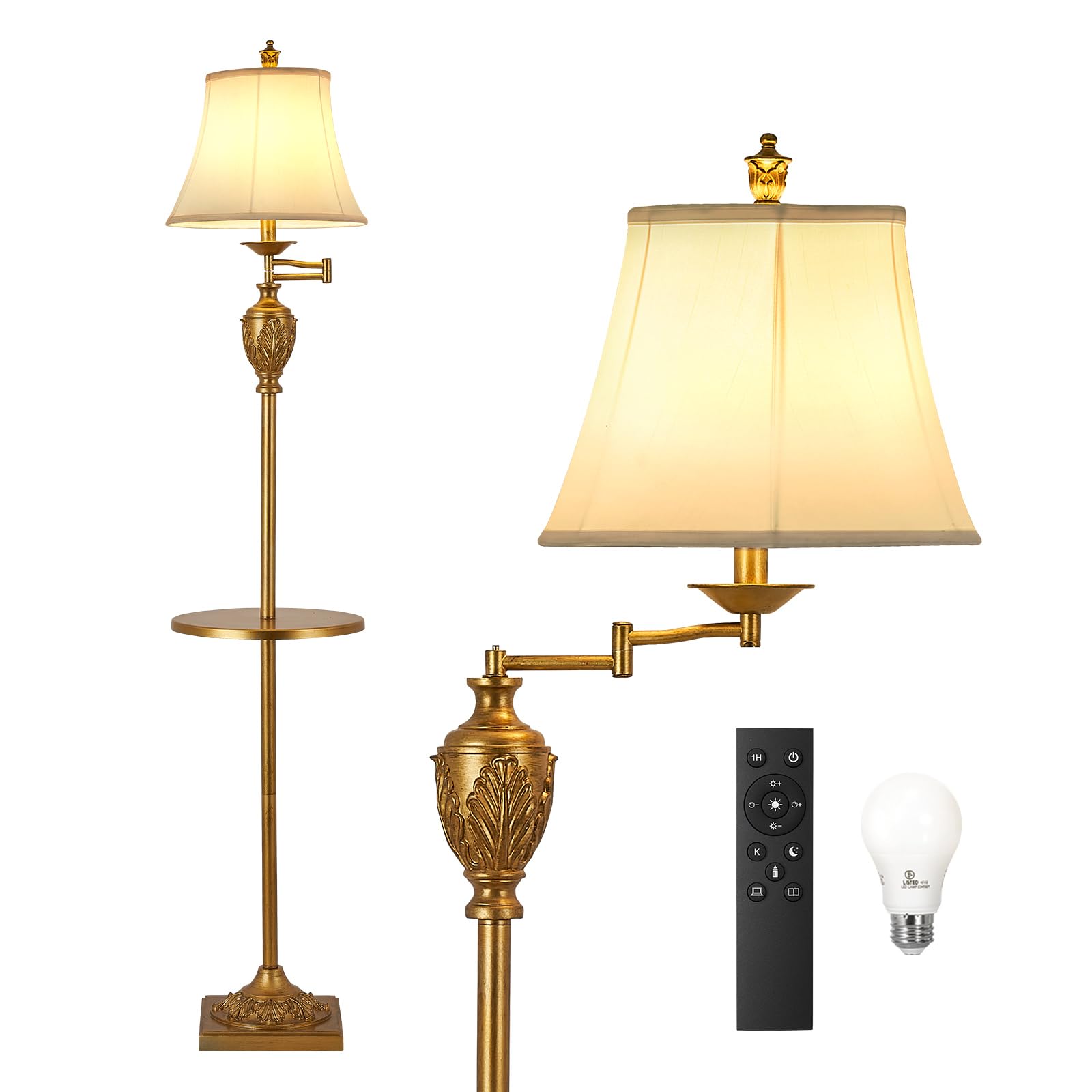 AIDENOEY traditional LED floor lamp with swing arm for versatile living room lighting.
