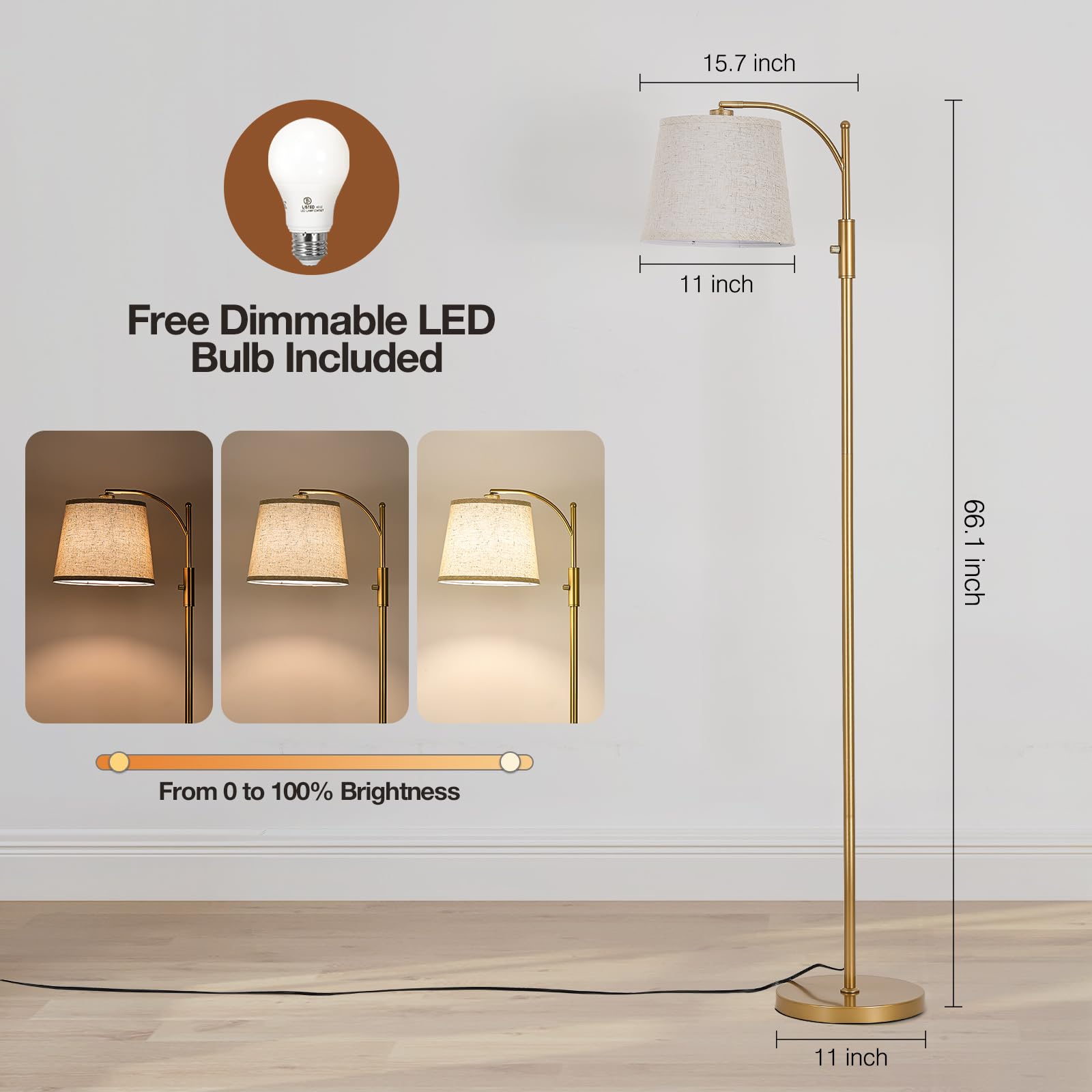 AIDENOEY includes a 9W LED bulb for energy-efficient light.