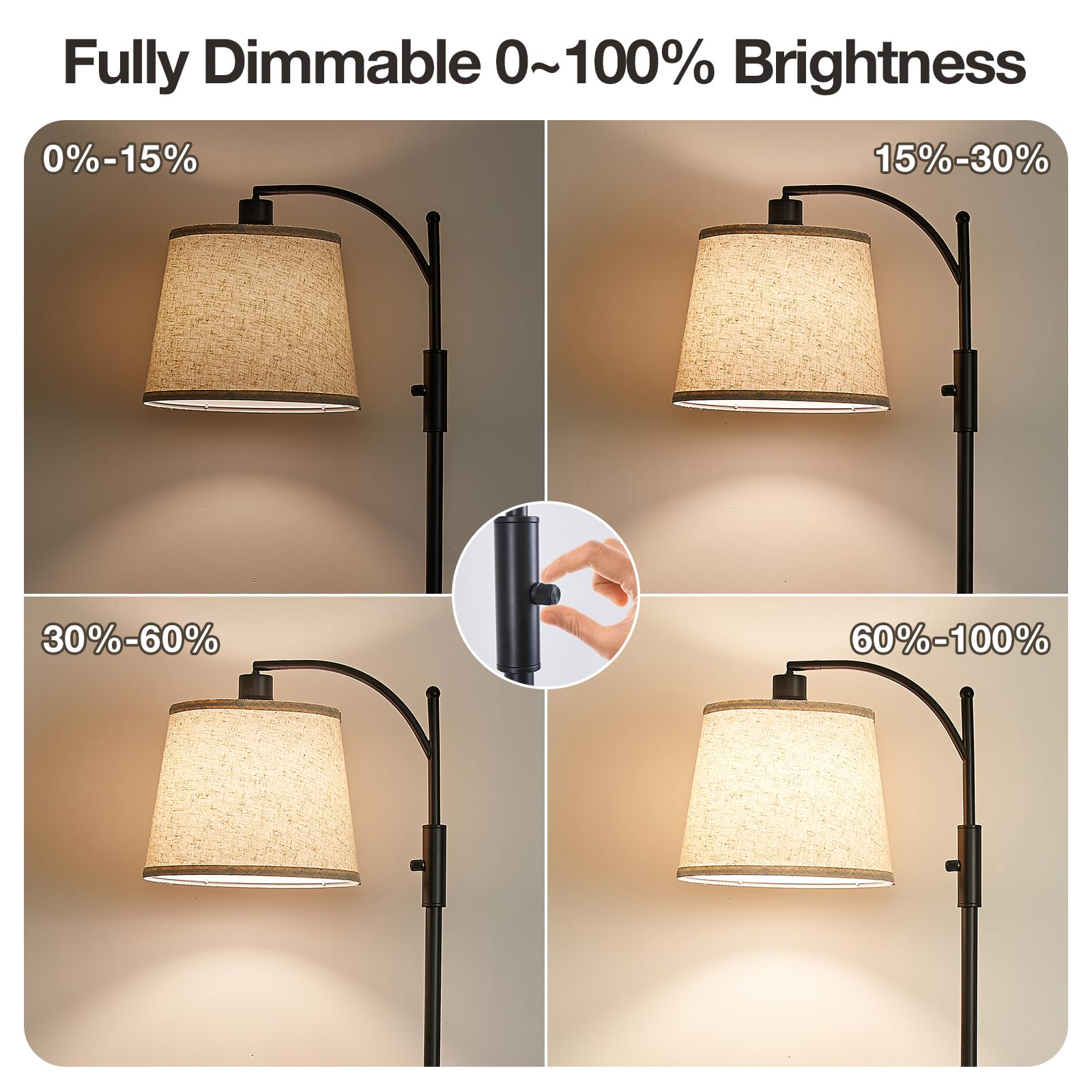AIDENOEY dimmable floor lamp table offers a convenient surface for cups and devices.