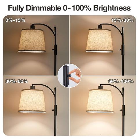 AIDENOEY dimmable floor lamp table offers a convenient surface for cups and devices.