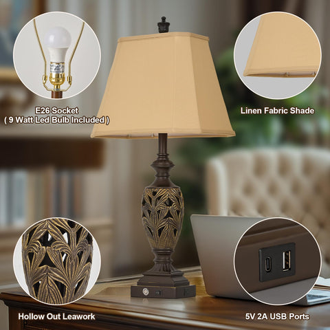AIDENOEY dual USB table lamps keep devices charged while you relax