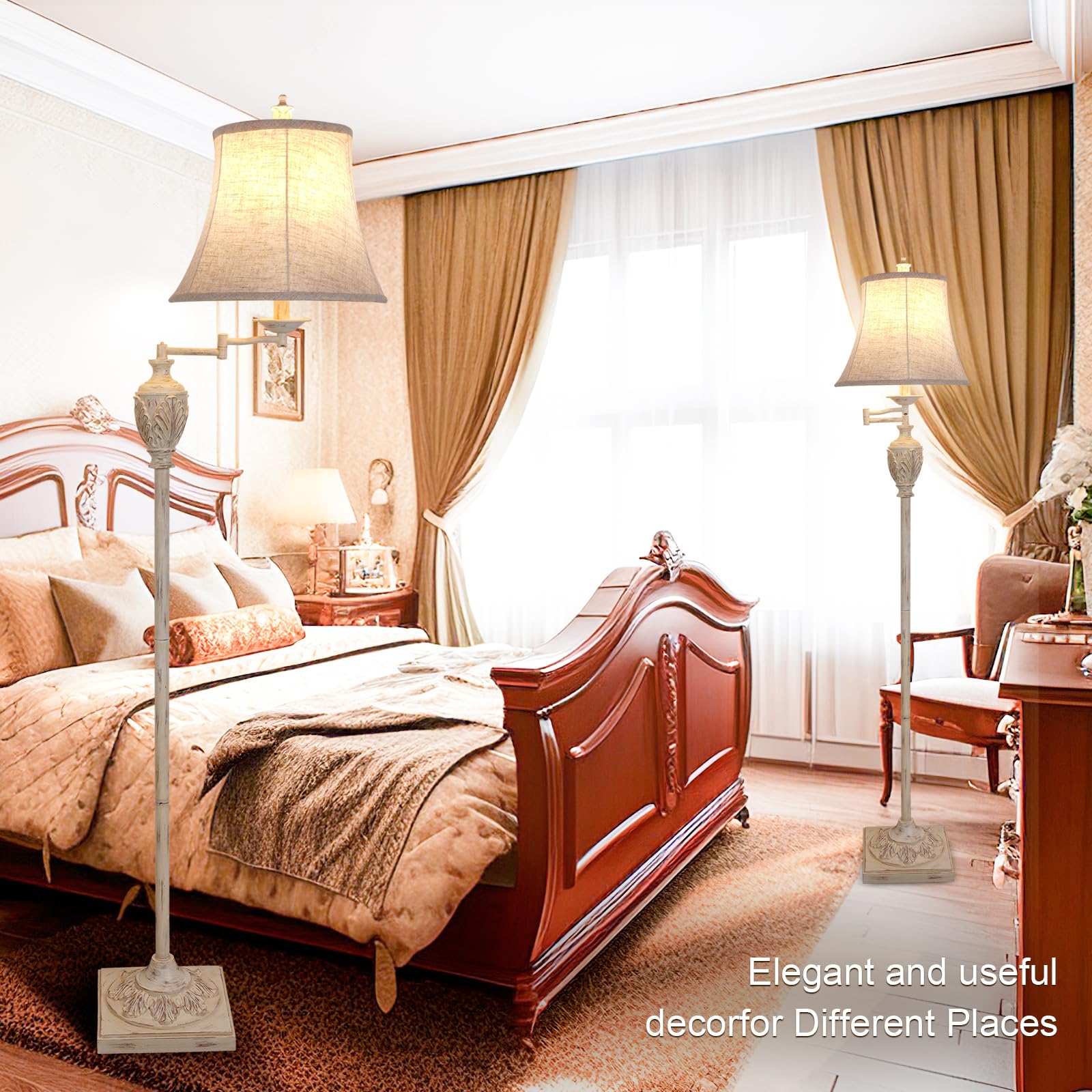 AIDENOEY faux-silk shade offers soft, eye-friendly illumination.