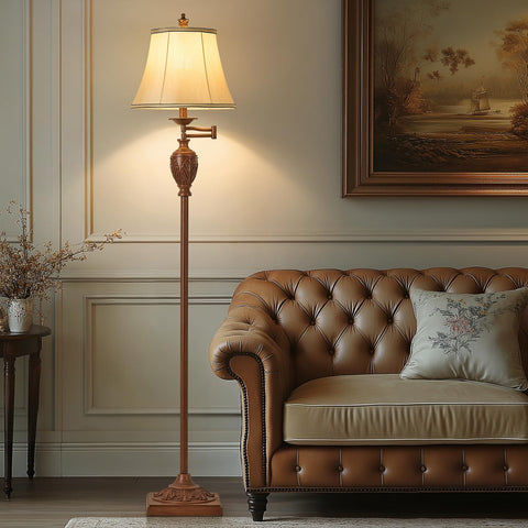 AIDENOEY faux silk shade on a floor lamp providing soft, eye-friendly illumination for reading.