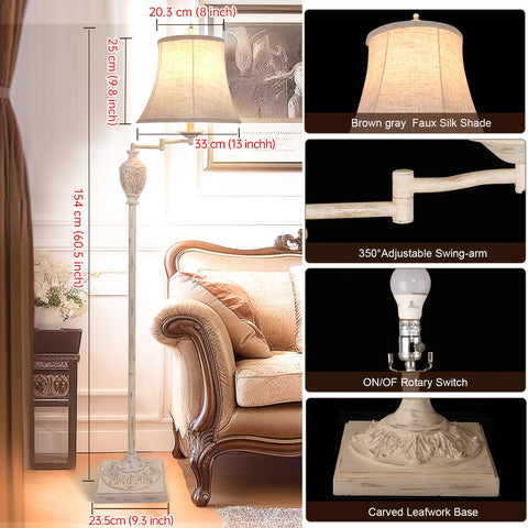AIDENOEY floor lamp 350-degree swing arm directs light precisely where needed.