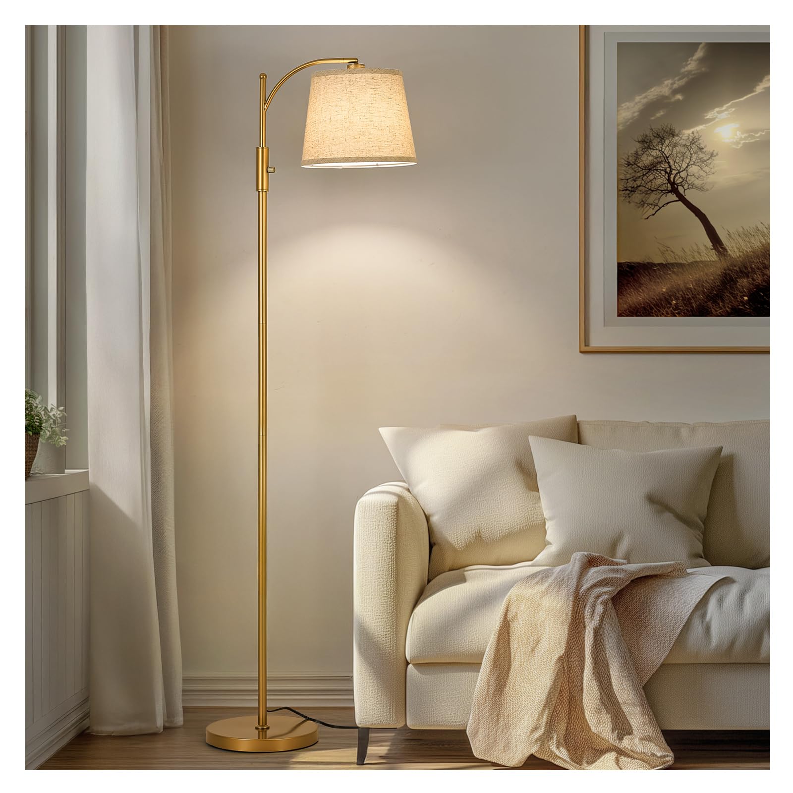 AIDENOEY fully dimmable floor lamp with rotary switch for customizable ambient lighting.