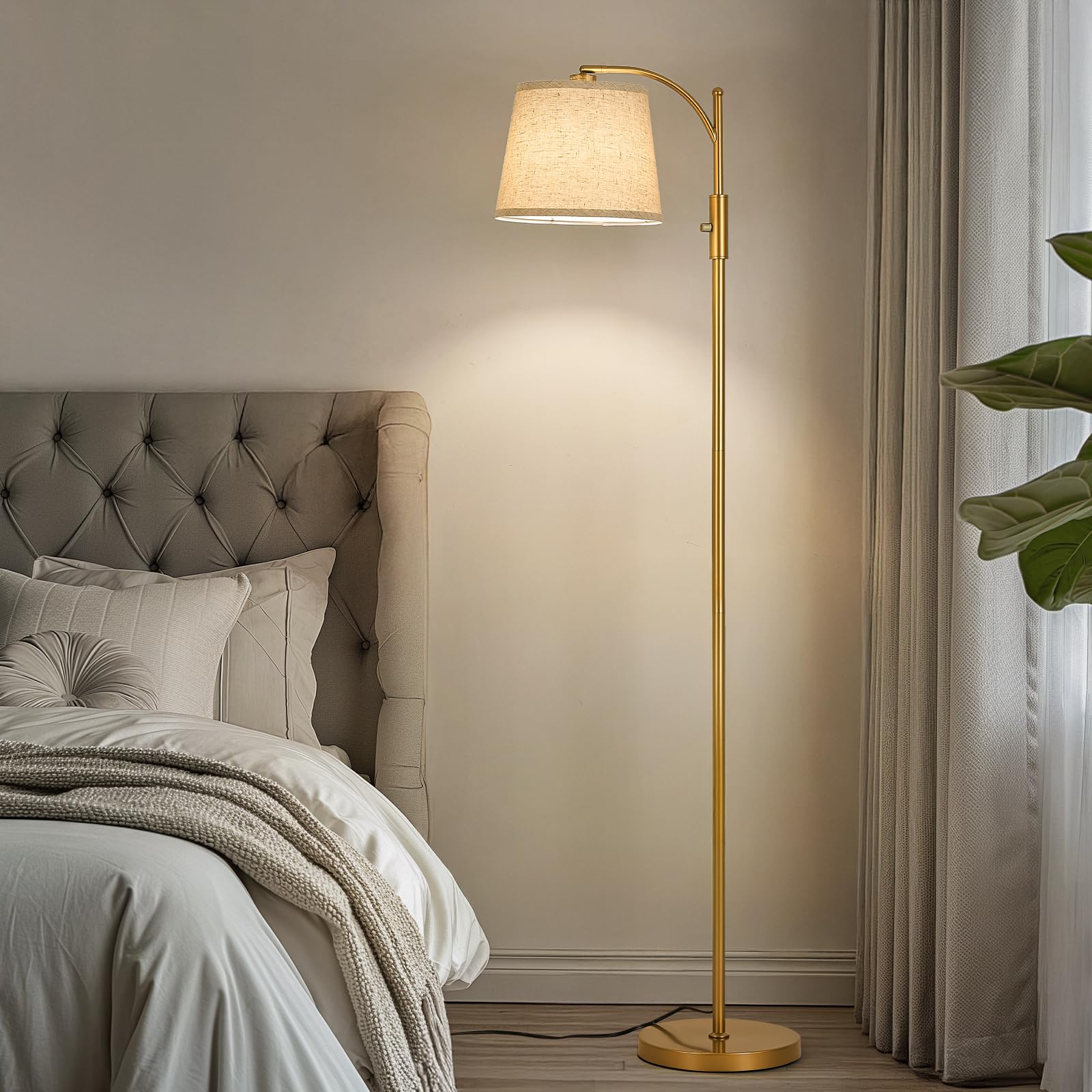 AIDENOEY gold finish floor lamp suits modern living spaces.