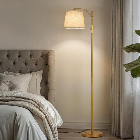 AIDENOEY gold finish floor lamp suits modern living spaces.