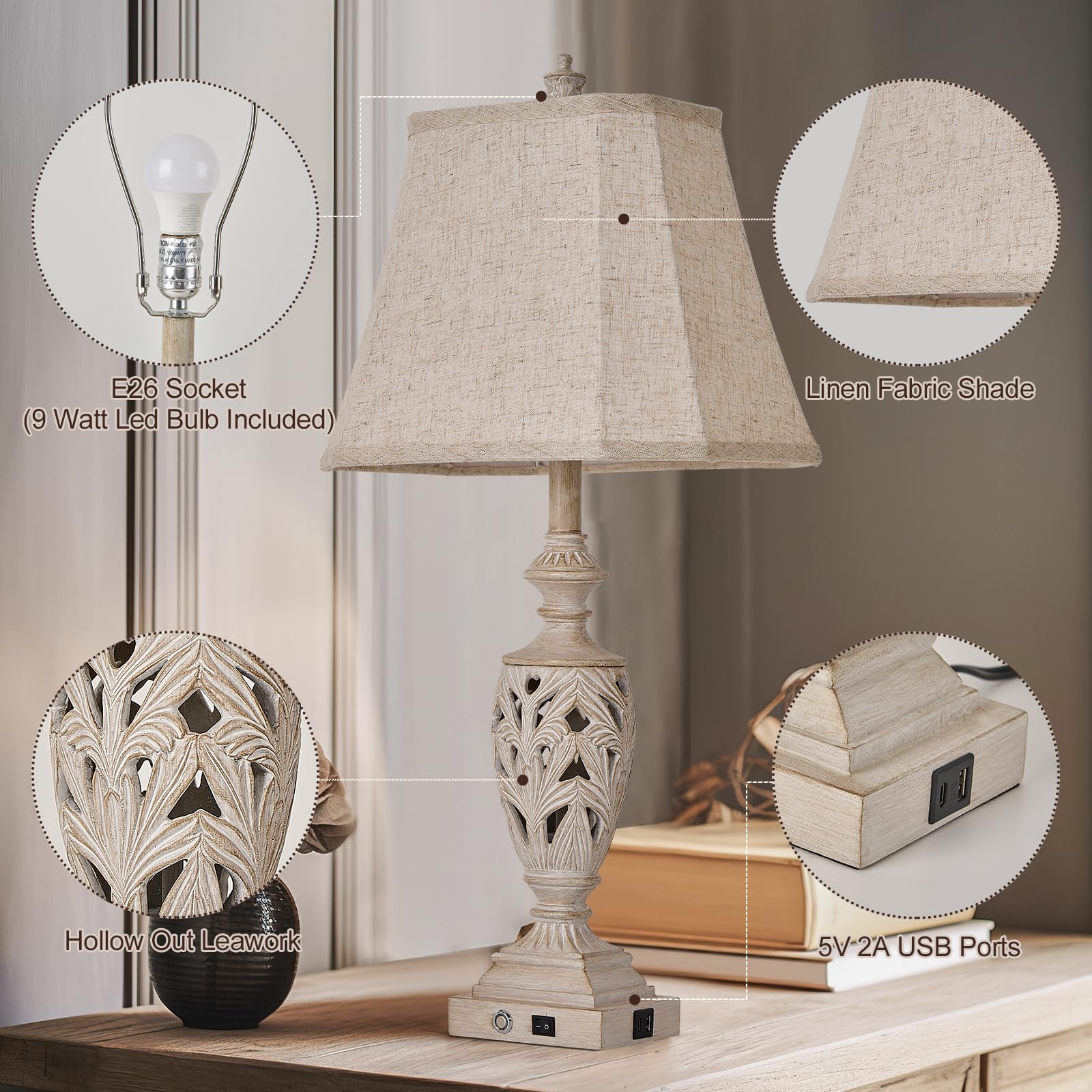 AIDENOEY hollow-out leaf shade softens light for cozy bedside reading