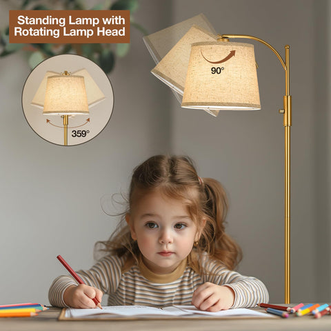 AIDENOEY linen beige shade floor lamp adds warm accent to any room.