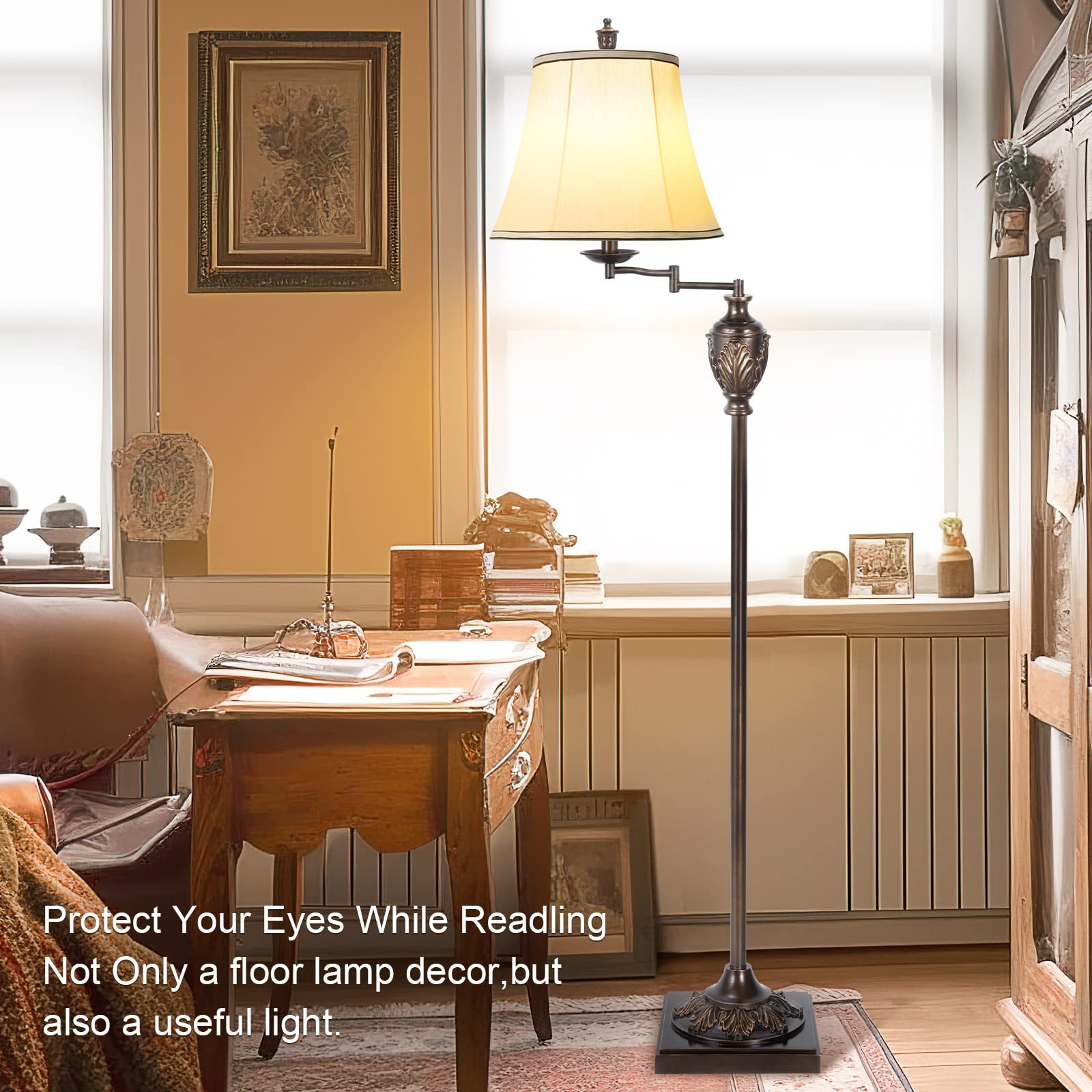 AIDENOEY traditional LED floor lamp is tool-free to assemble for quick setup.