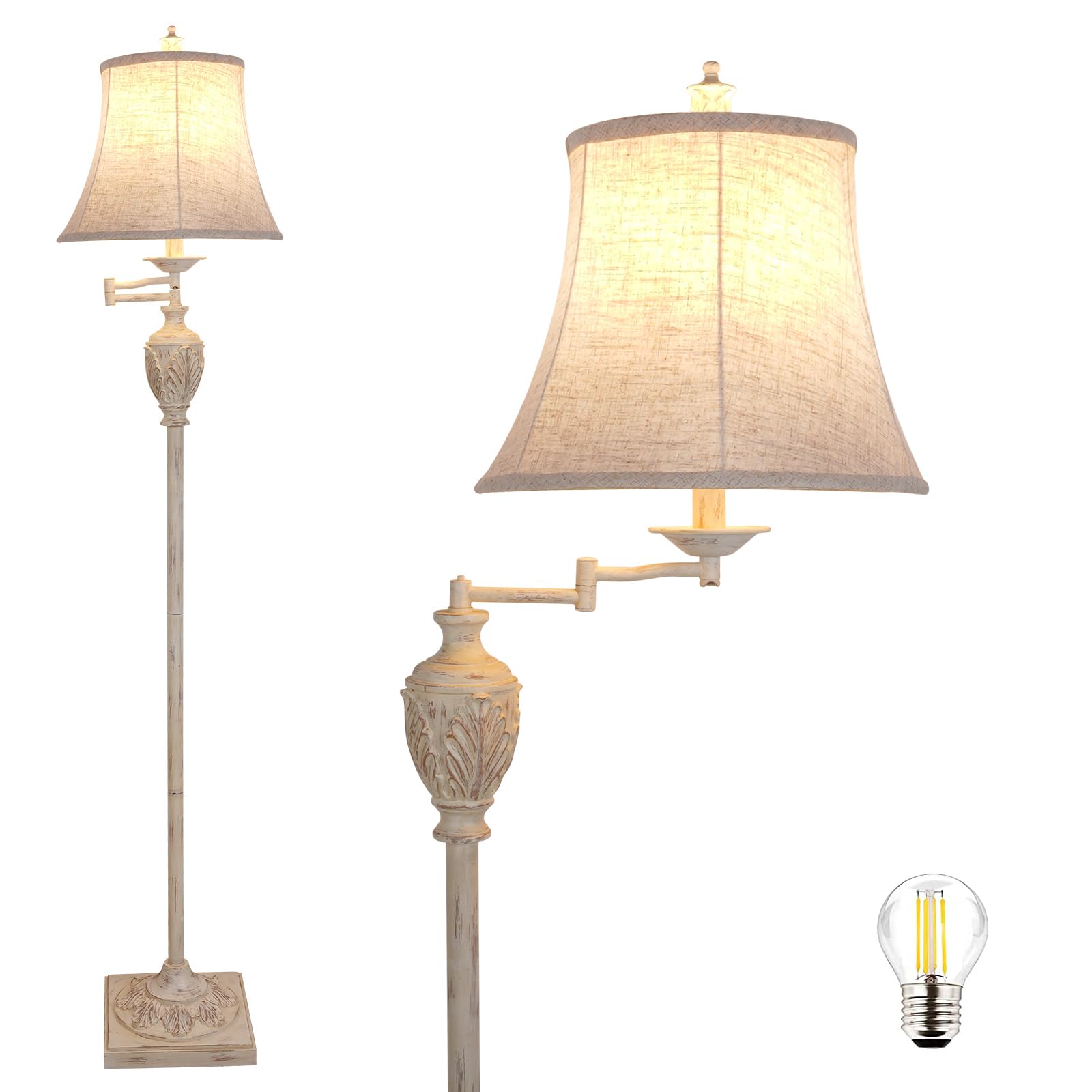 AIDENOEY traditional LED floor lamp base and shade provide soft ambient lighting.
