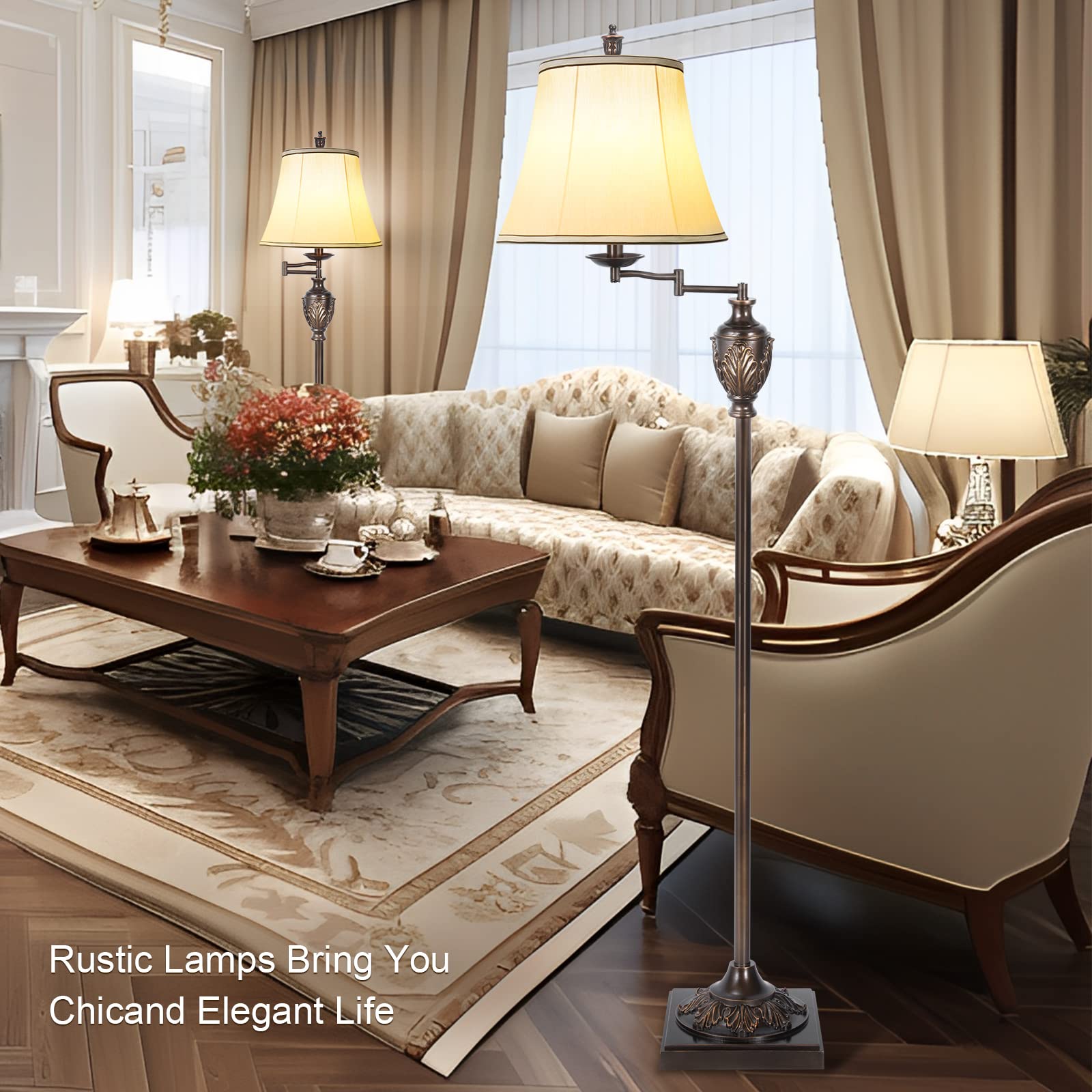 AIDENOEY traditional LED floor lamp at 60.5 inches fits reading corners.