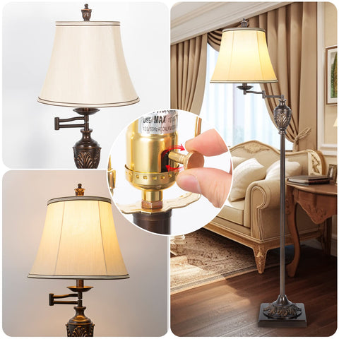 AIDENOEY traditional LED floor lamp 350° swing arm enables flexible lighting.