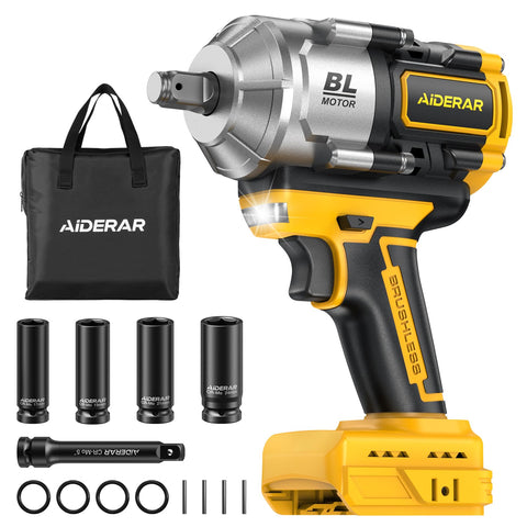AIDERAR 20V cordless impact wrench showing torque dial for precise control.