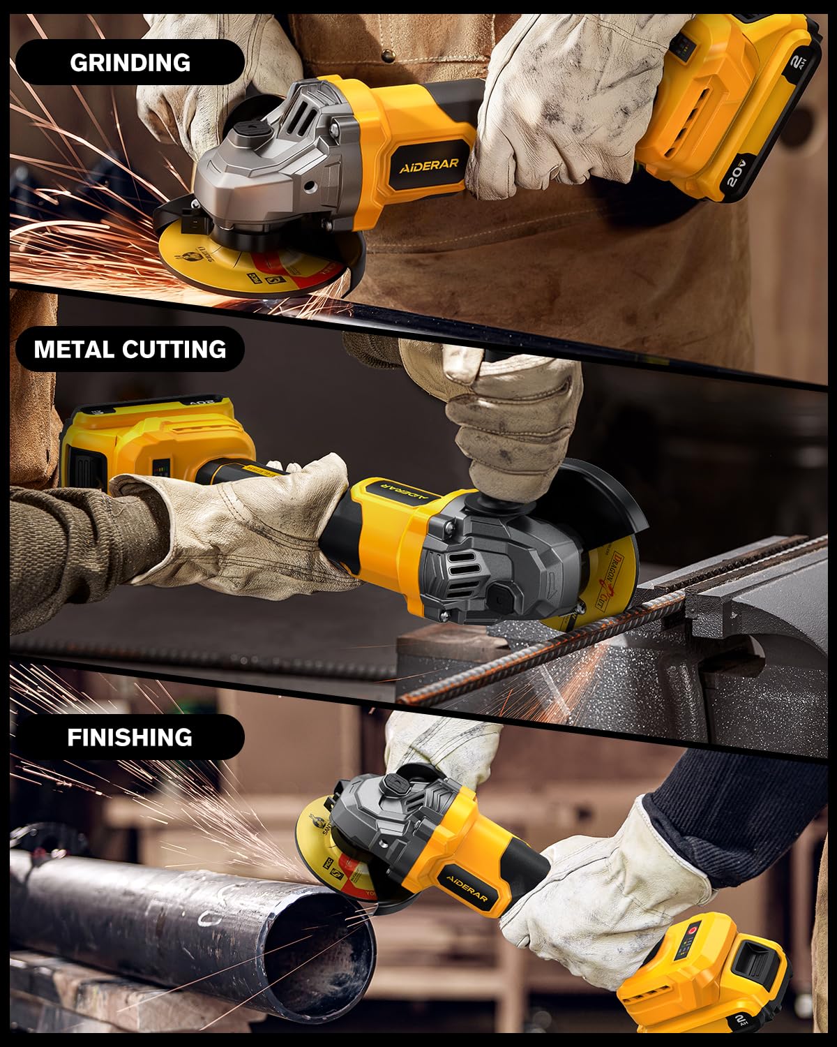 Aiderar grinder contents include guards and wrench for setup