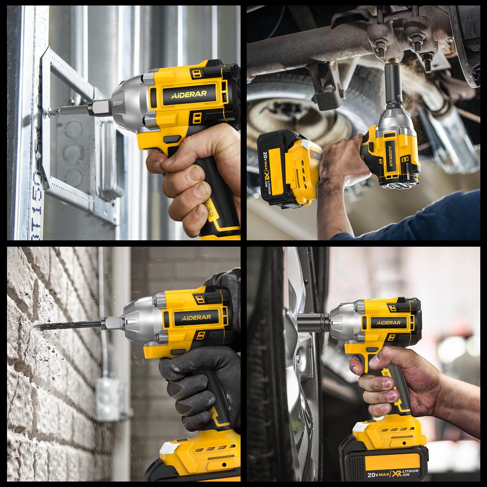 AIDERAR cordless impact wrench with brushless motor for efficient performance