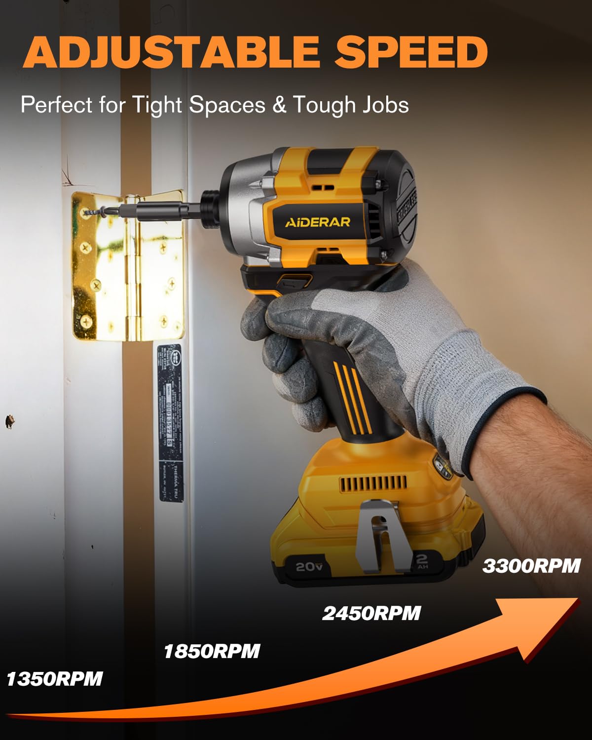 AIDERAR bright LED work lighting improves visibility in tight spaces.