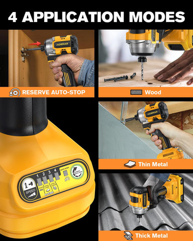 AIDERAR reverse auto-stop helps prevent over-loosening and dropped fasteners during removal.