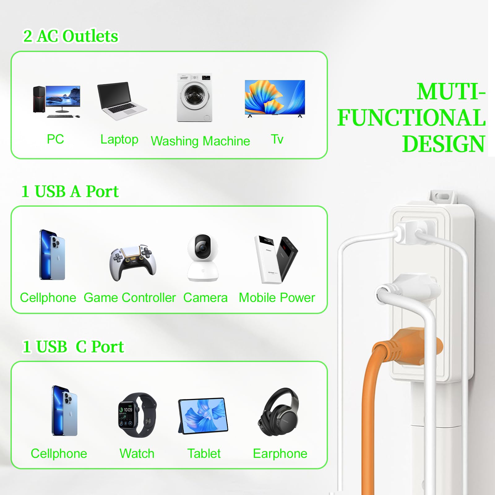 Aidmom extender enables behind-bed, nightstand, or couch charging setups with ease.
