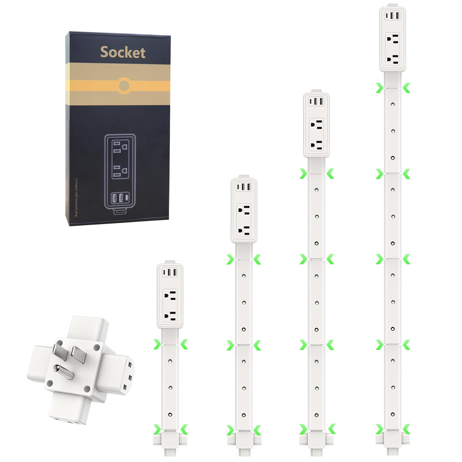 Aidmom outlet extender stick with 9-45 inch reach for flexible behind-bed power access.