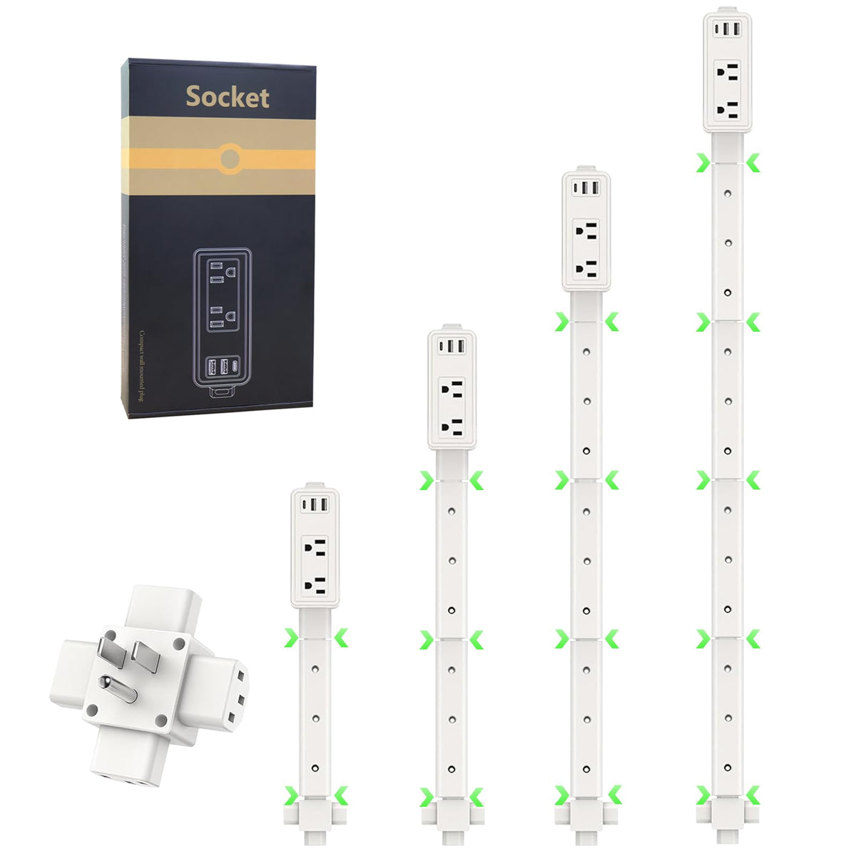 Aidmom outlet extender stick with 9-45 inch reach for flexible behind-bed power access.