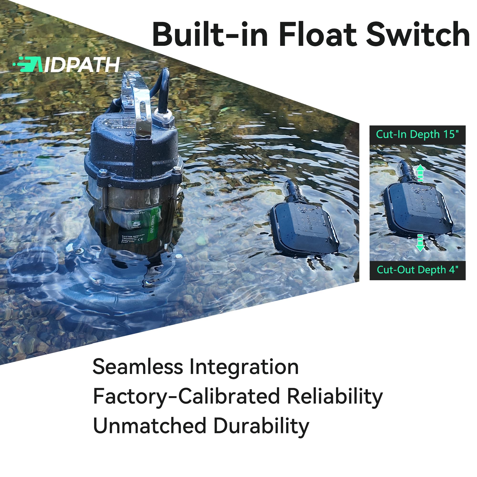 AIDPATH automatic float switch enables hands free operation