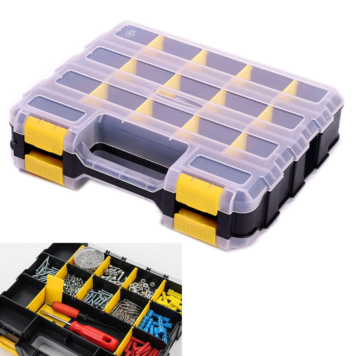 Aidy-Pro Tools Organizer: 34-compartment double-side layout for easy part separation.