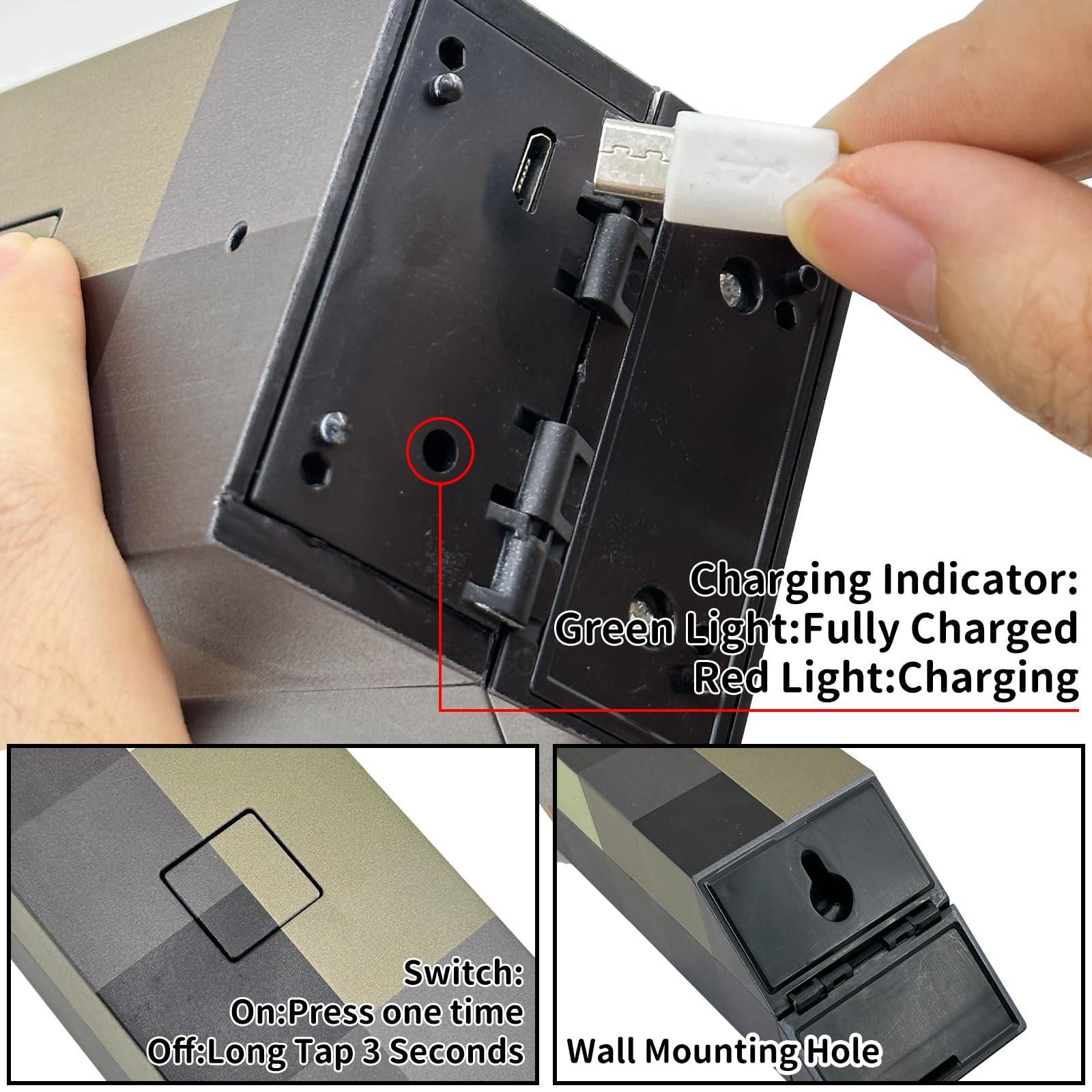 AIDYVOI portable torch adapts from handheld to wall mount for versatile use.