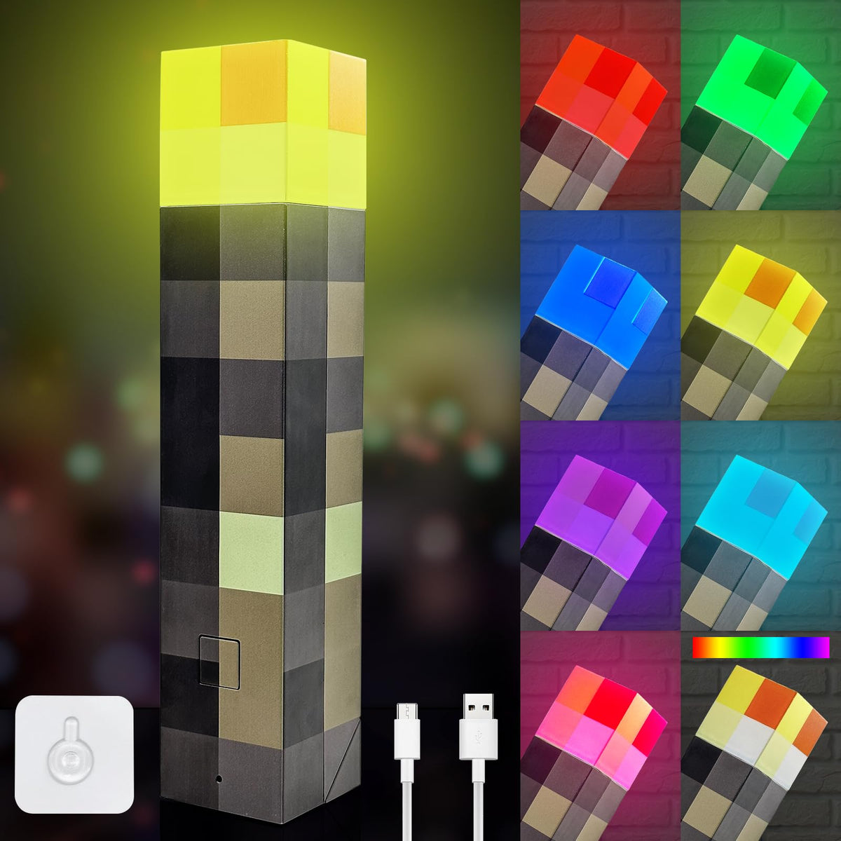 AIDYVOI light-up wall torch lamp offers seven color options for cozy ambiance.
