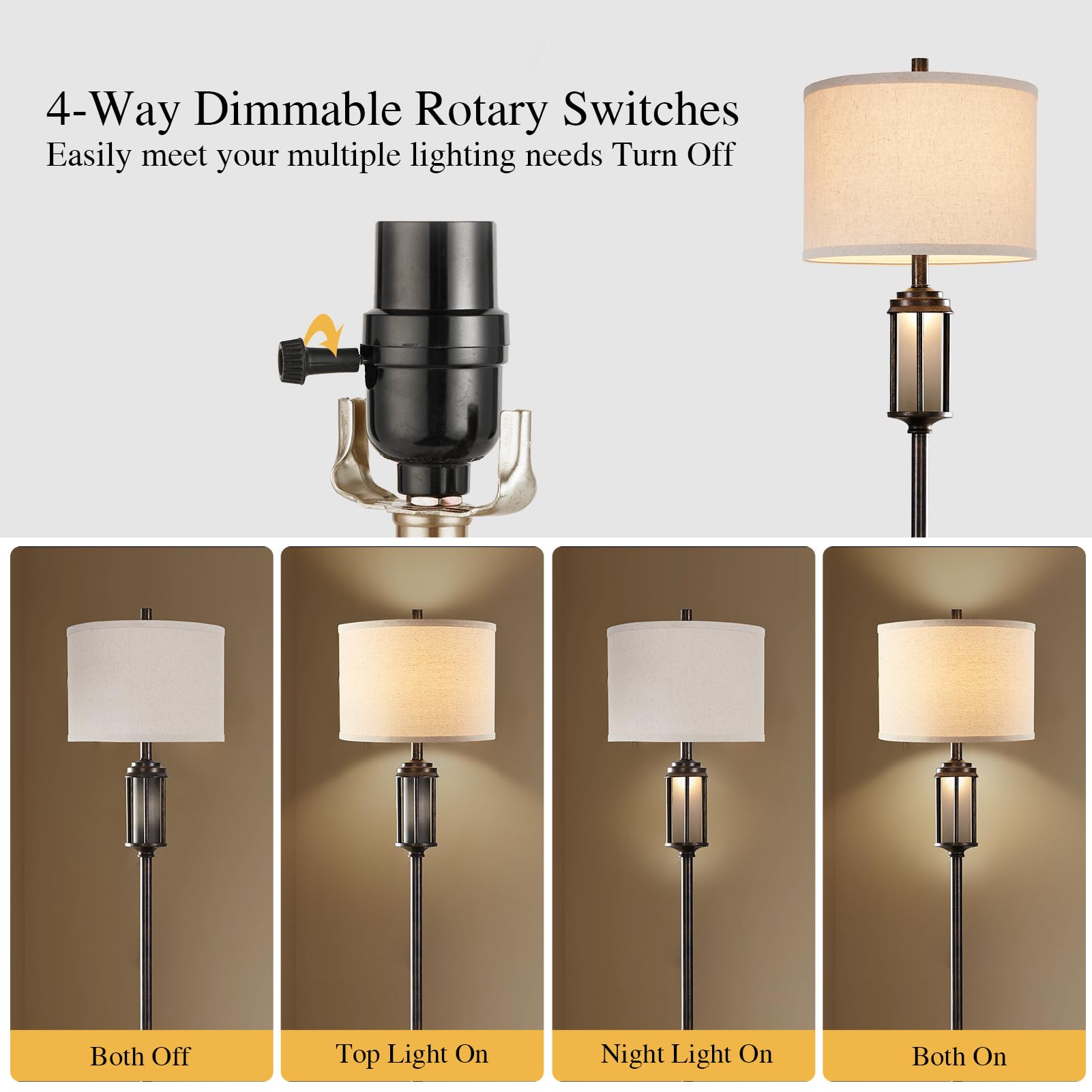 Bronze base and metal body of AIEAMPDO lamp for stable support