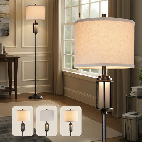 AIEAMPDO farmhouse floor lamp with 4-way switch for versatile living room lighting