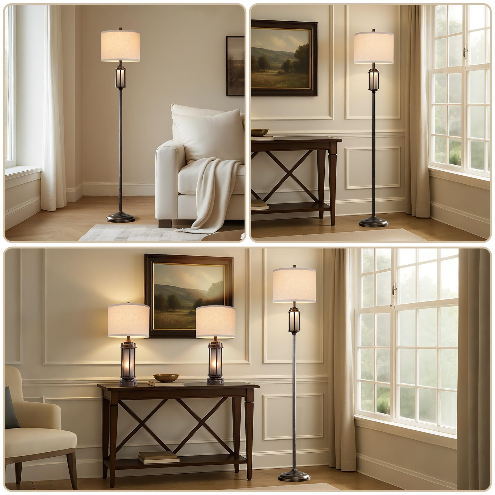 Frosted acrylic nightlight beneath AIEAMPDO lamp for gentle glow