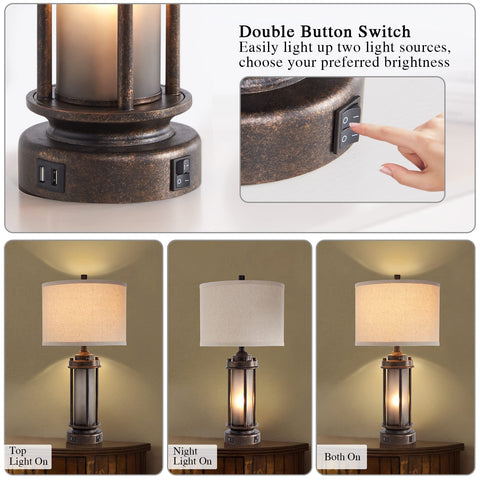 AIEAMPDO bronze lantern-style lamp emphasizes rustic charm and durable metal build.