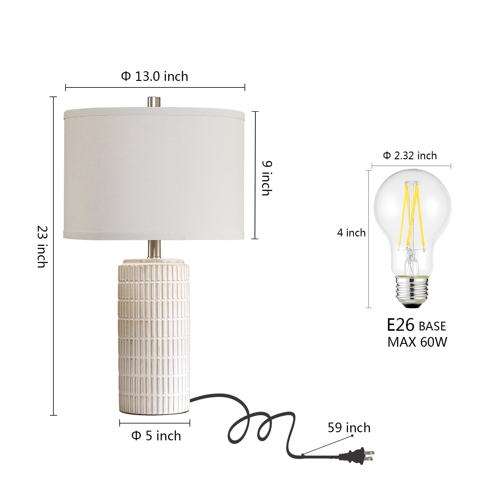 AIEAMPDO living room lamp with 13x13x23-inch footprint for versatile placement