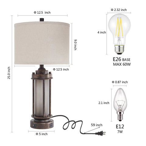 AIEAMPDO metal-base farmhouse lamp conveys sturdy design for living room or bedroom.
