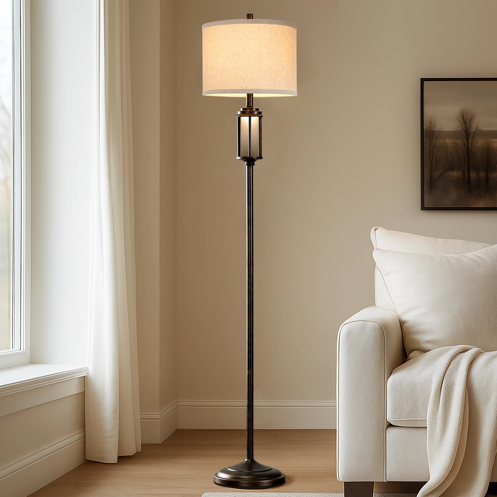 AIEAMPDO tall standing lamp with frosted nightlight for warm evenings