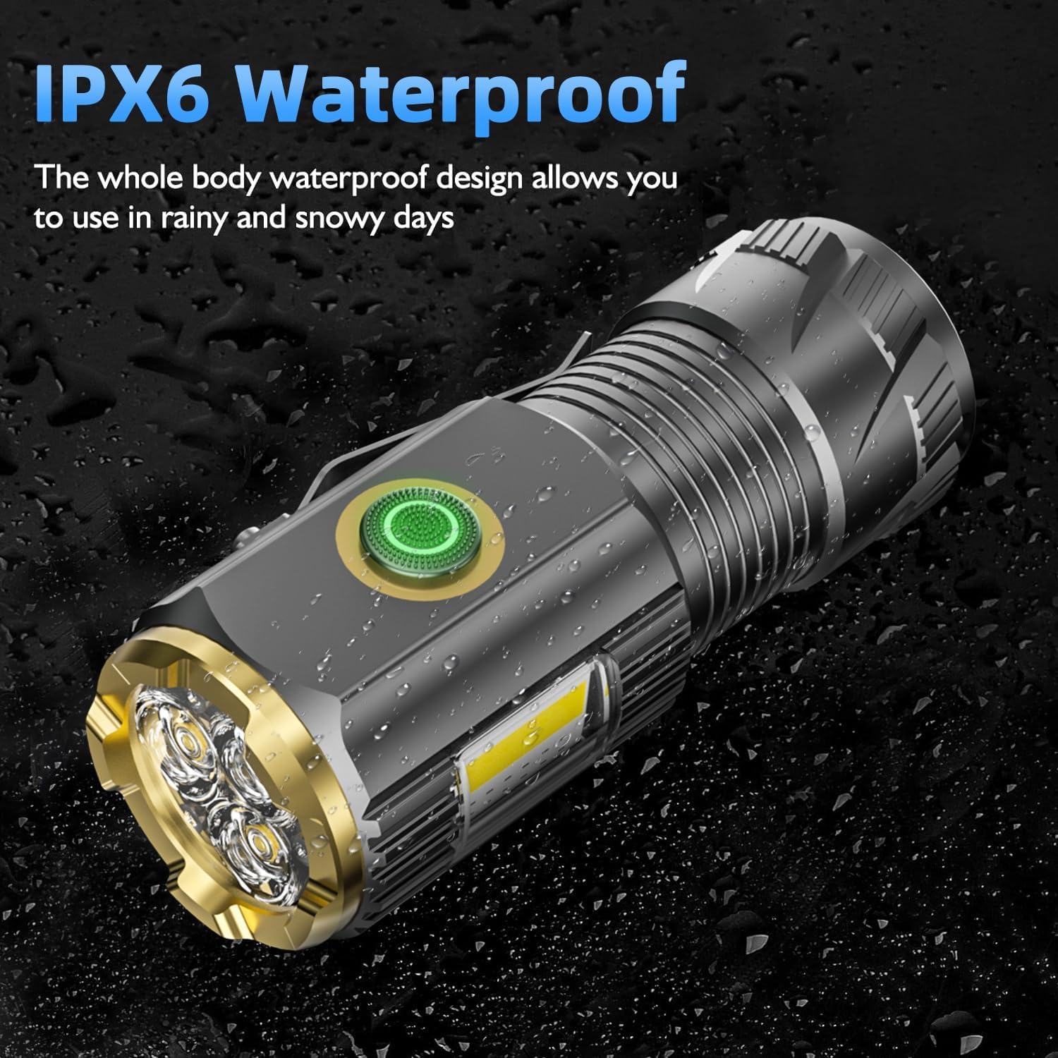 AIERSEN flashlight with magnetic tail and side clip for versatile placement