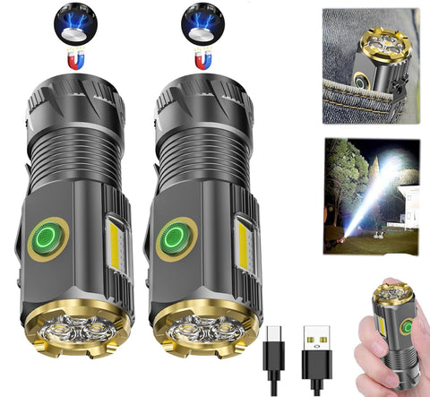 AIERSEN rechargeable mini LED flashlight with clip and magnet for hands-free lighting on camping trips