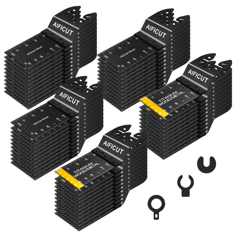 AIFICUT 55pcs oscillating blades with quick-release for fast tool changes.