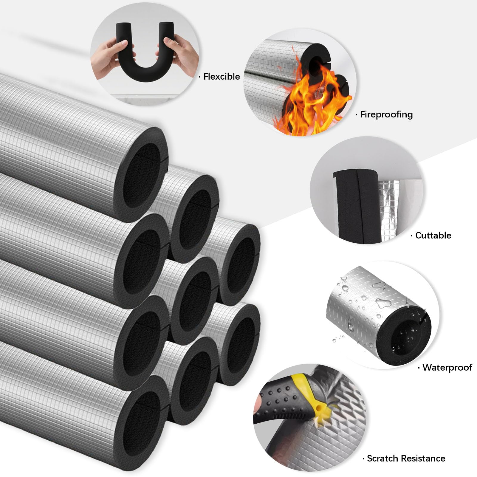 Aifong exterior pipe cover resists sun and freeze exposure.