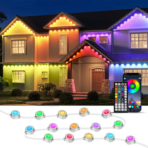 aiicrgb 300FT outdoor lights illuminate your home with vibrant RGB color for holidays.