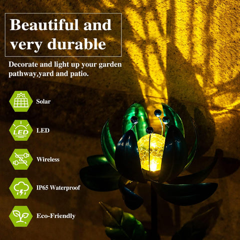 AIINY weatherproof metal stake lights endure rain for year-round charm.
