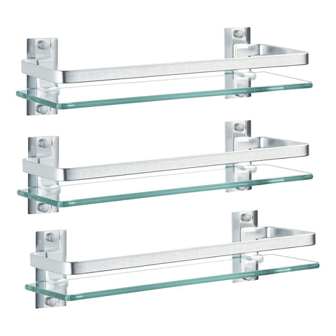 AIJALY bathroom glass shelf with 1-tier wall mount keeps toiletries organized.