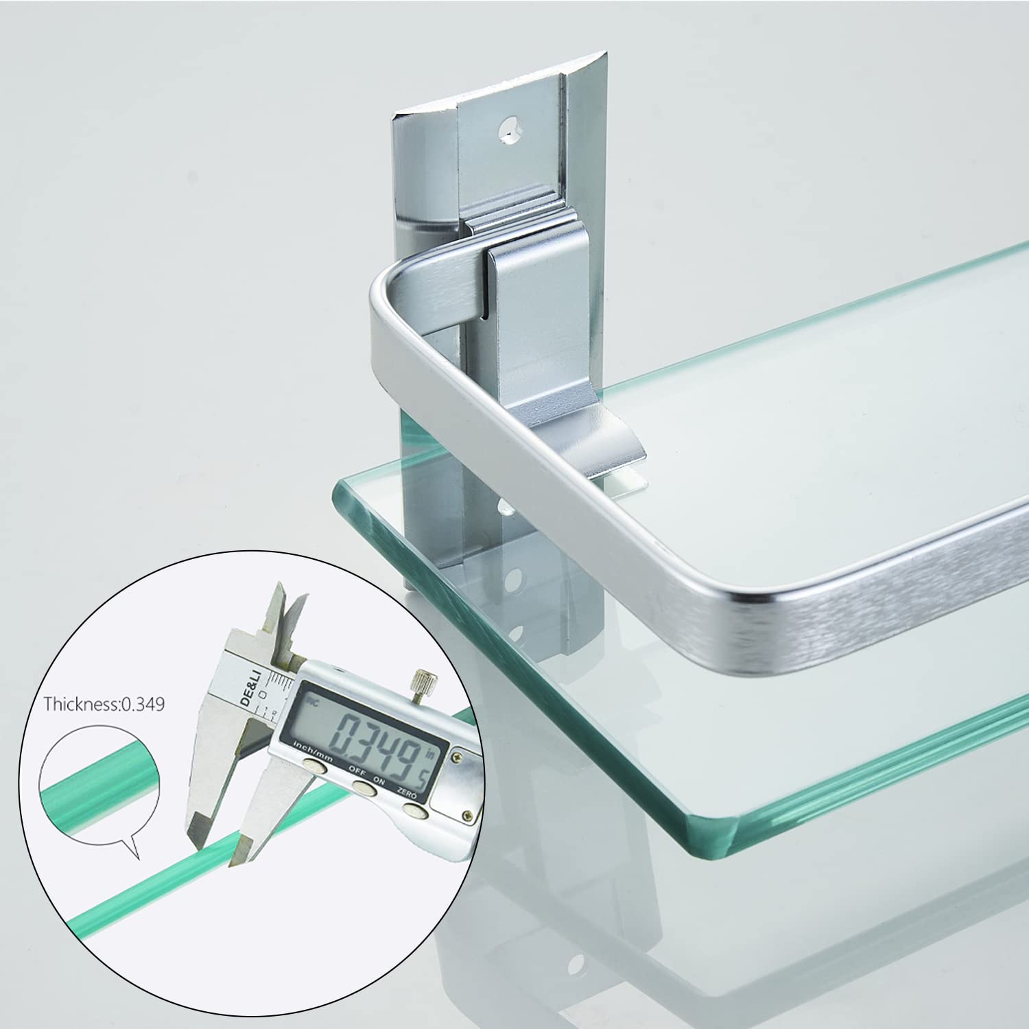 AIJALY 1-tier storage shelf fits tiles, glass, metal, or wood.