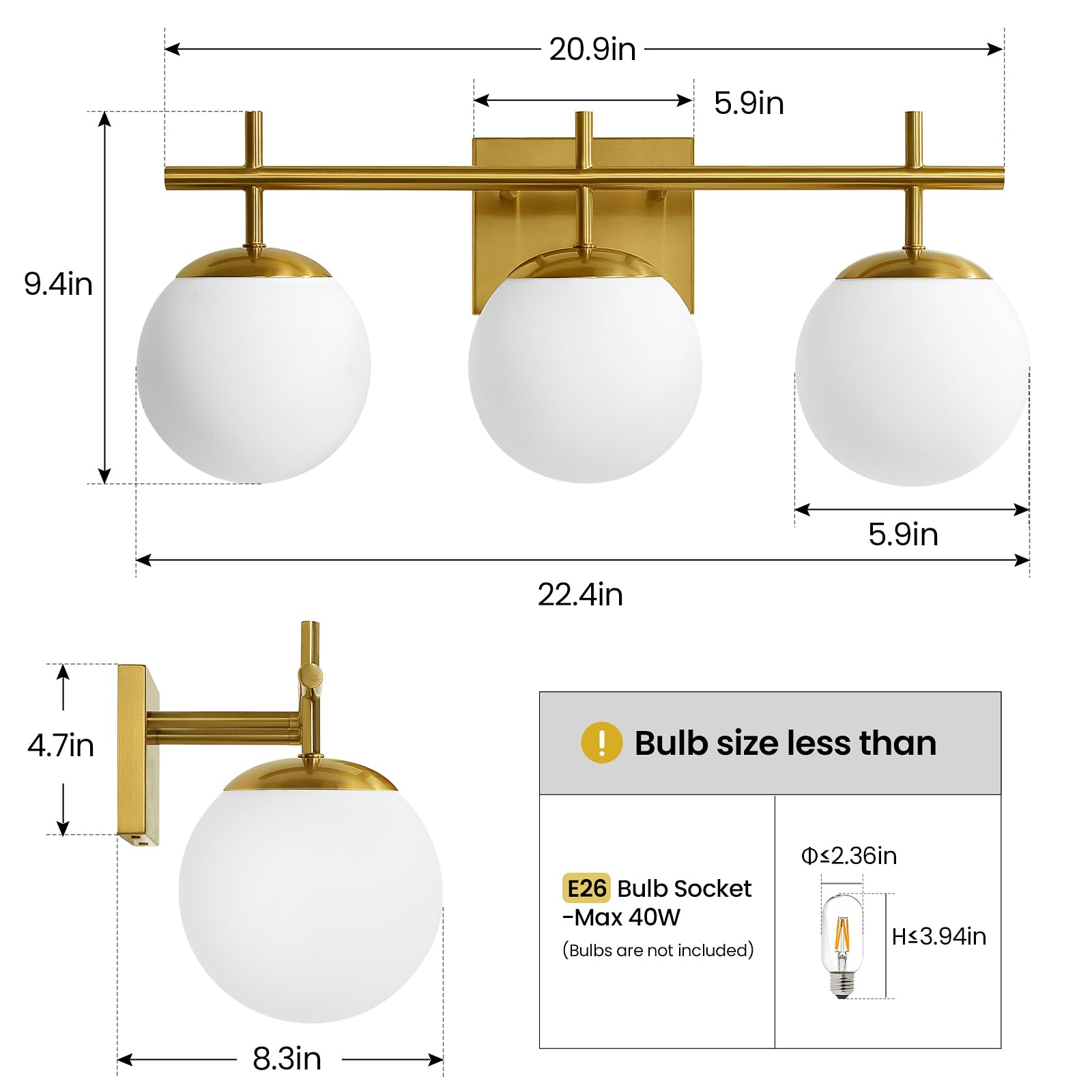 AIJIASI brushed gold wall sconce 22.4-inch enhances contemporary bathroom style