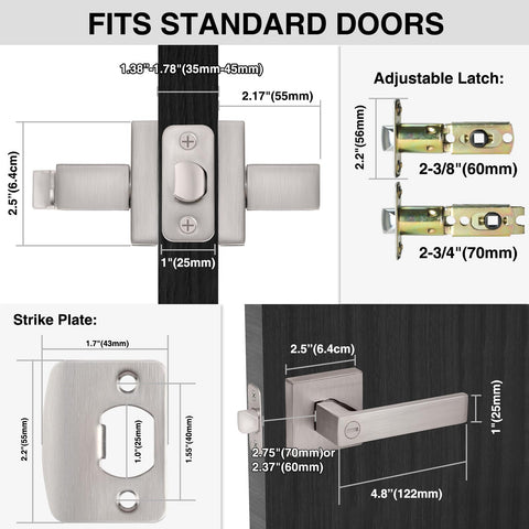 AIKKIL adjustable latch (60-70mm) fits most standard doors securely