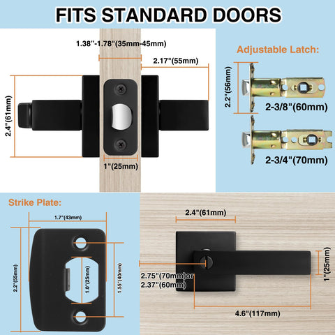 AIKKIL adjustable latch fits 60mm to 70mm doors securely.