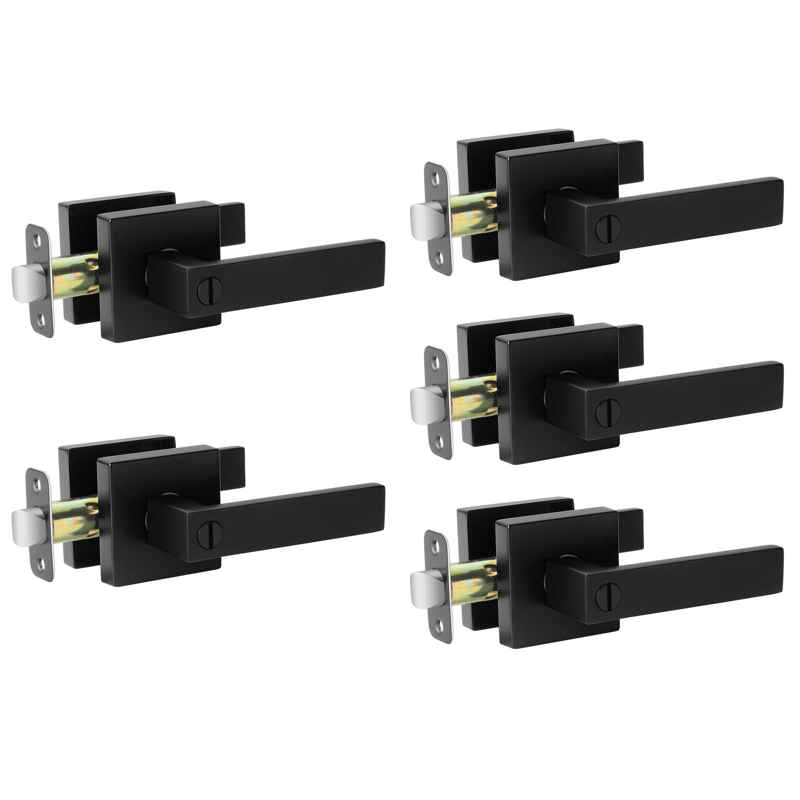 AIKKIL black interior door handle 5-pack with privacy feature for bedrooms.